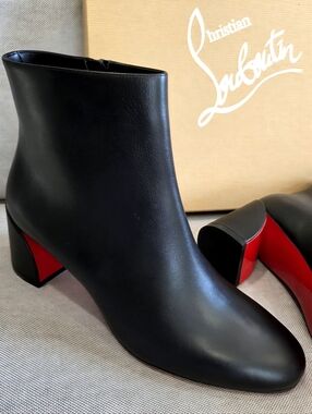Christian Louboutin 'Turela' Boot NIB🏷️ Black Low Block Heel Zipper 55mm 37.5